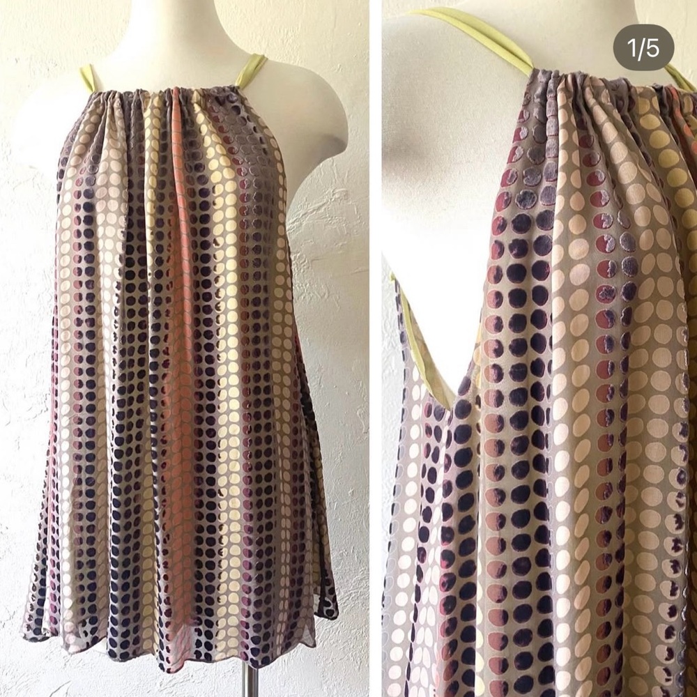 LaRok Sheer Silk Rayon Dot Cocktail Dress S